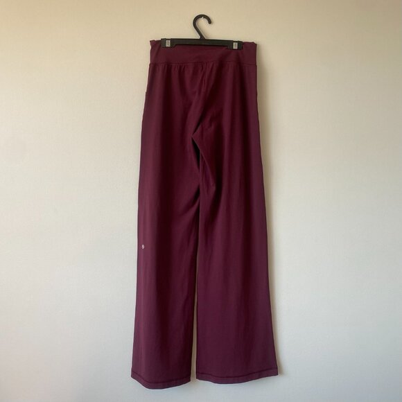 Lululemon Burgundy Mid Rise Flared Leg Pant, Made in Canada, Ladies/Women's 2 - Picture 3 of 5